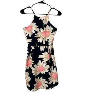 Day & Night Navy Blue Floral Sleeveless Crisscross Back Cocktail Dress Women Med